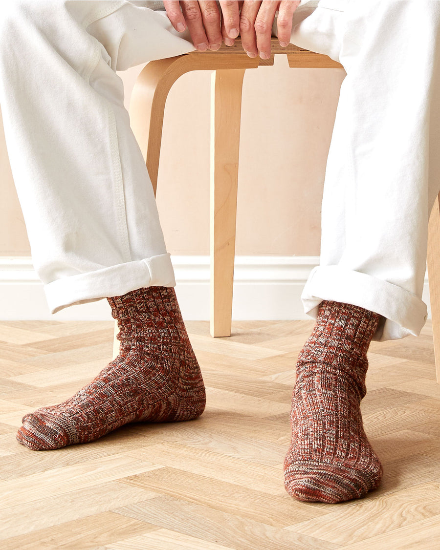 Faltering Stripe Socks | Rust & Brown