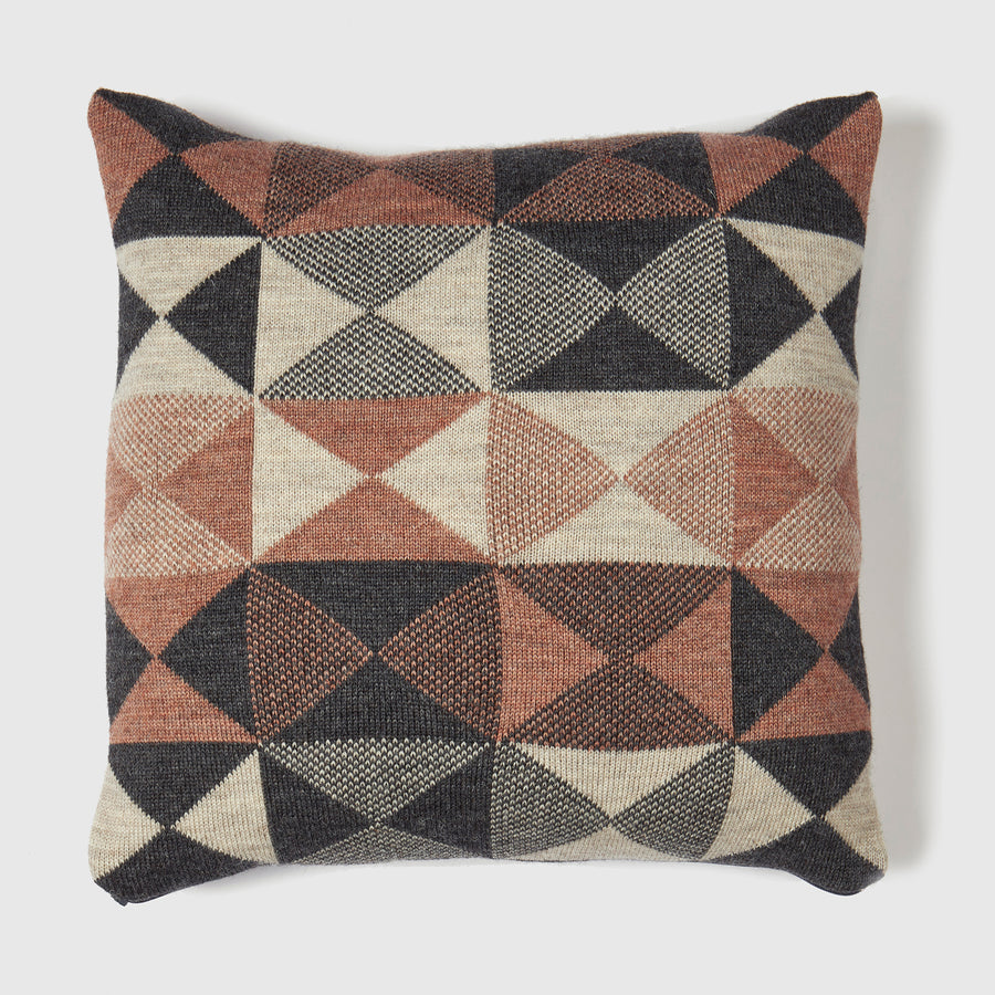British Made Patchwork cushion in Plaster and Charcoal Grey