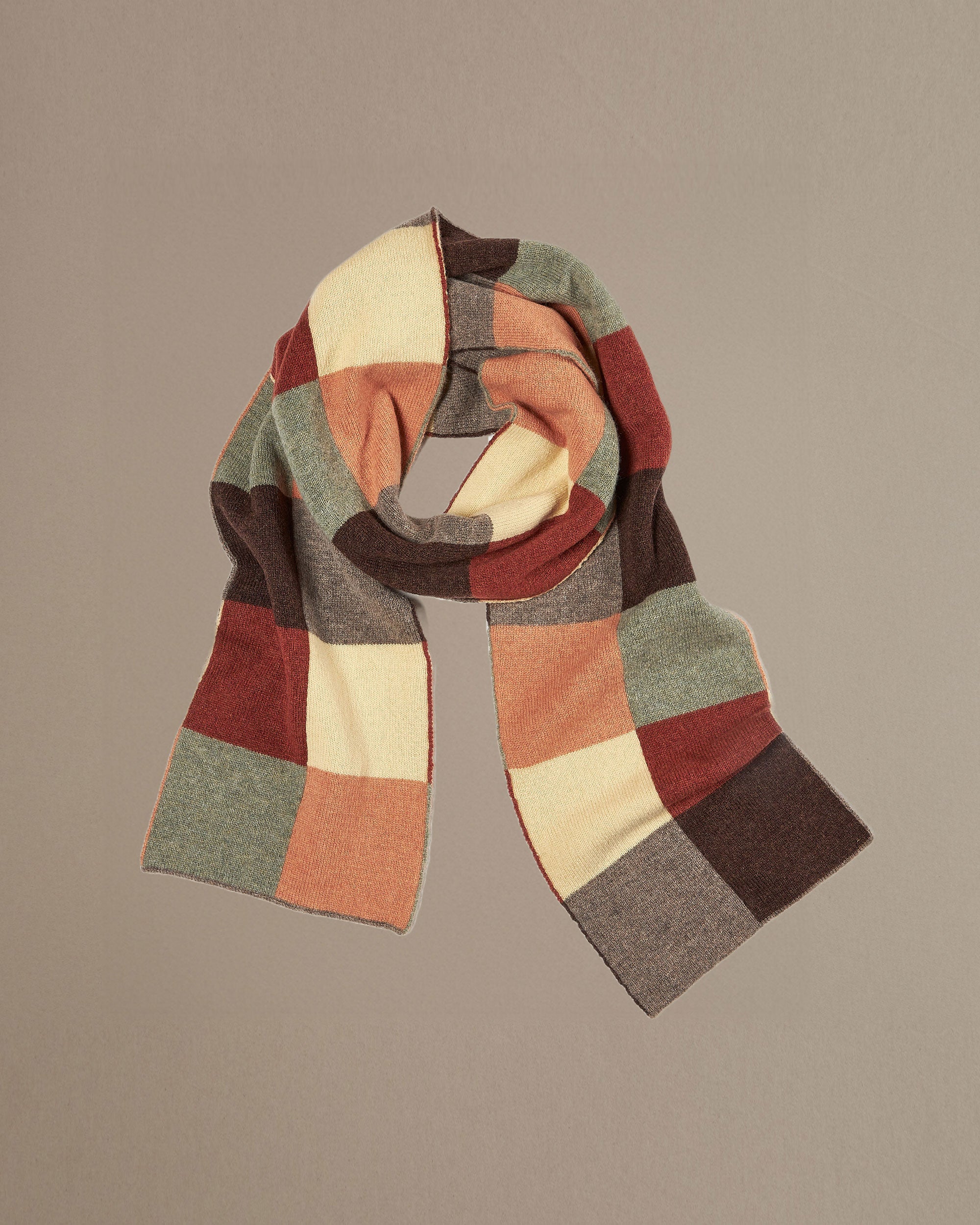 Chequerboard Wool Scarf in Rust Multi – Reversible | ROVE Knitwear