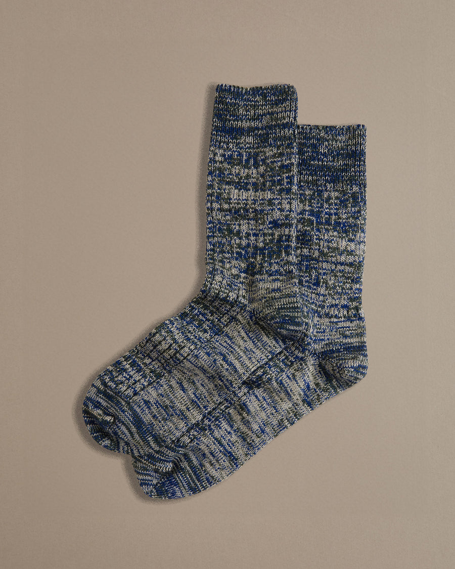 Blue green fleck wool socks made in the UK