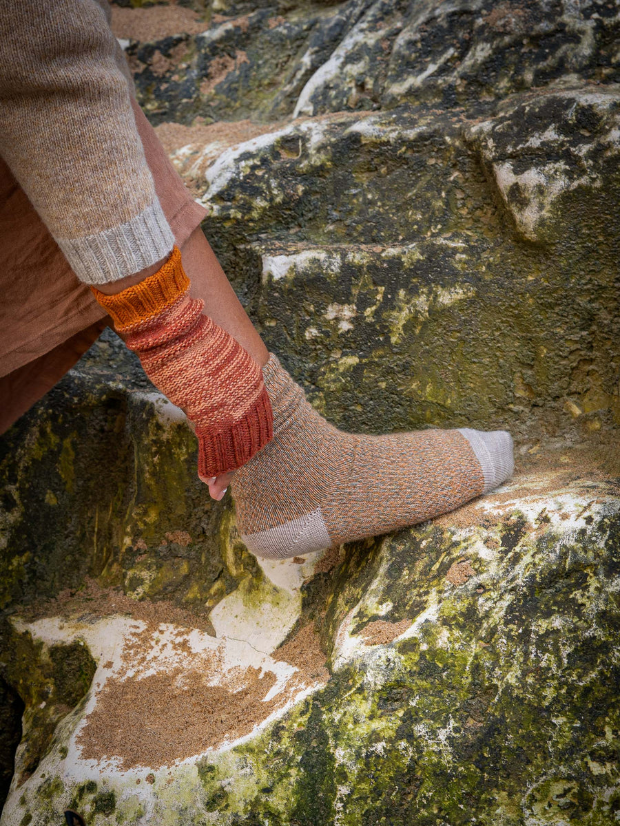 Fine Merino Wool Socks - Apricot Marl