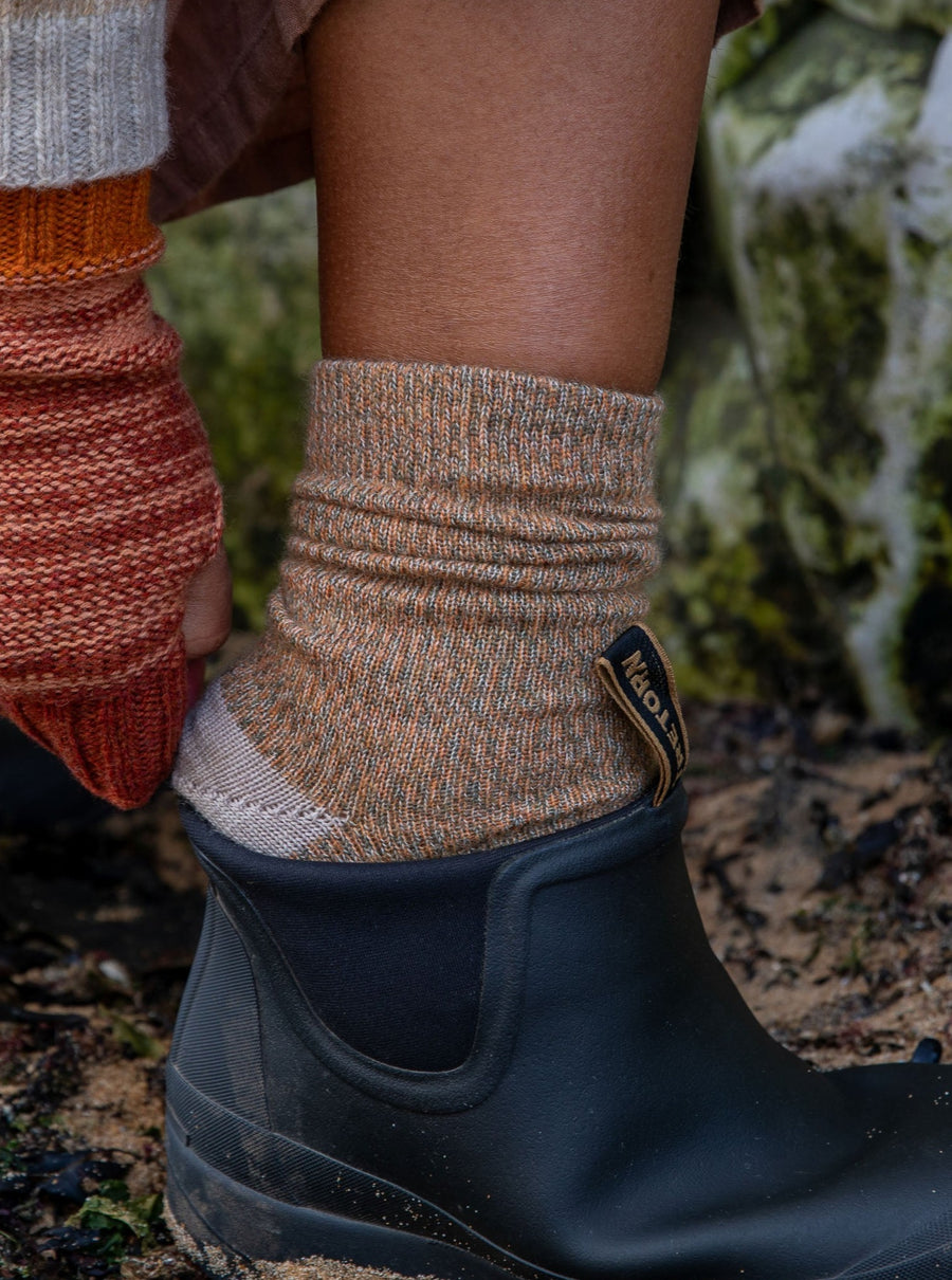 Fine Merino Wool Socks - Apricot Marl