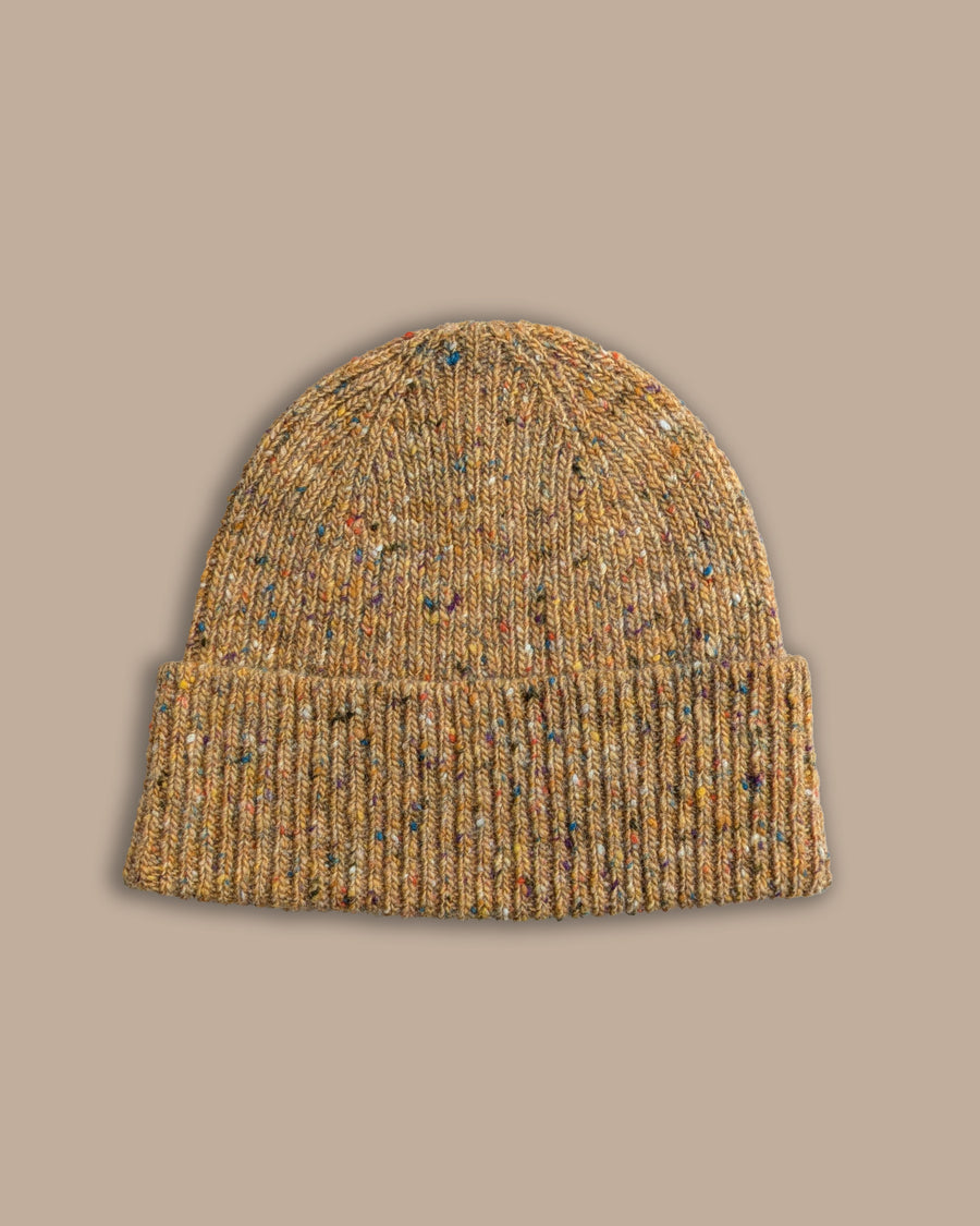 Speckled yellow donegal merino beanie