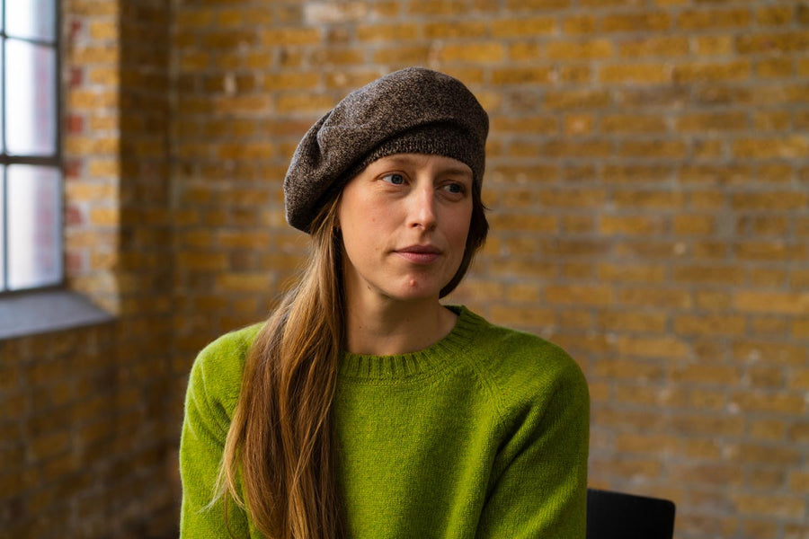 Womens Wool Beret | Coffee Marl