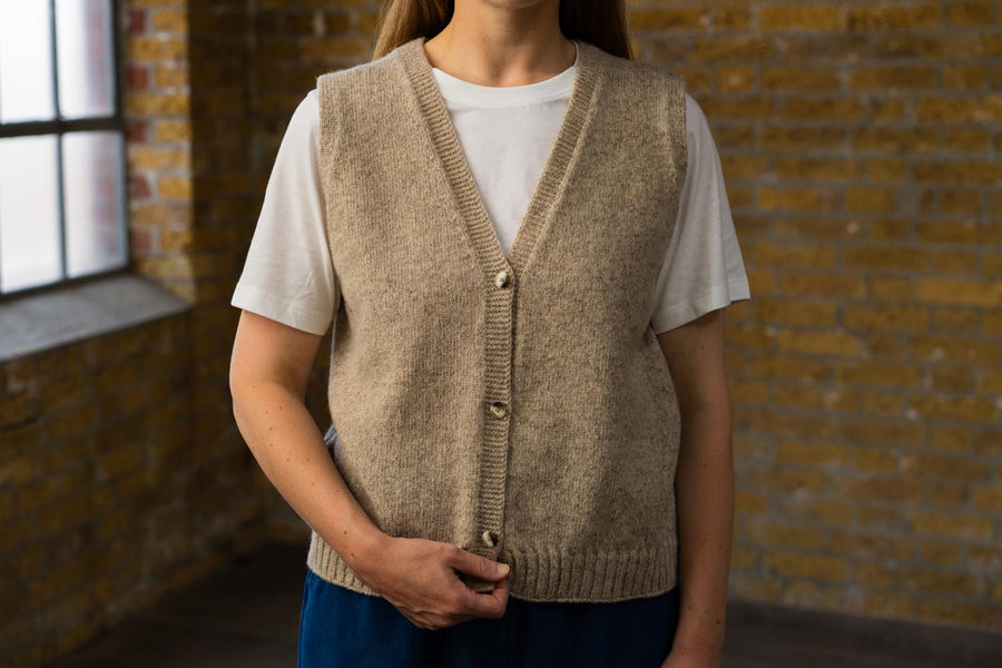Button Up Vest | Natural Marl