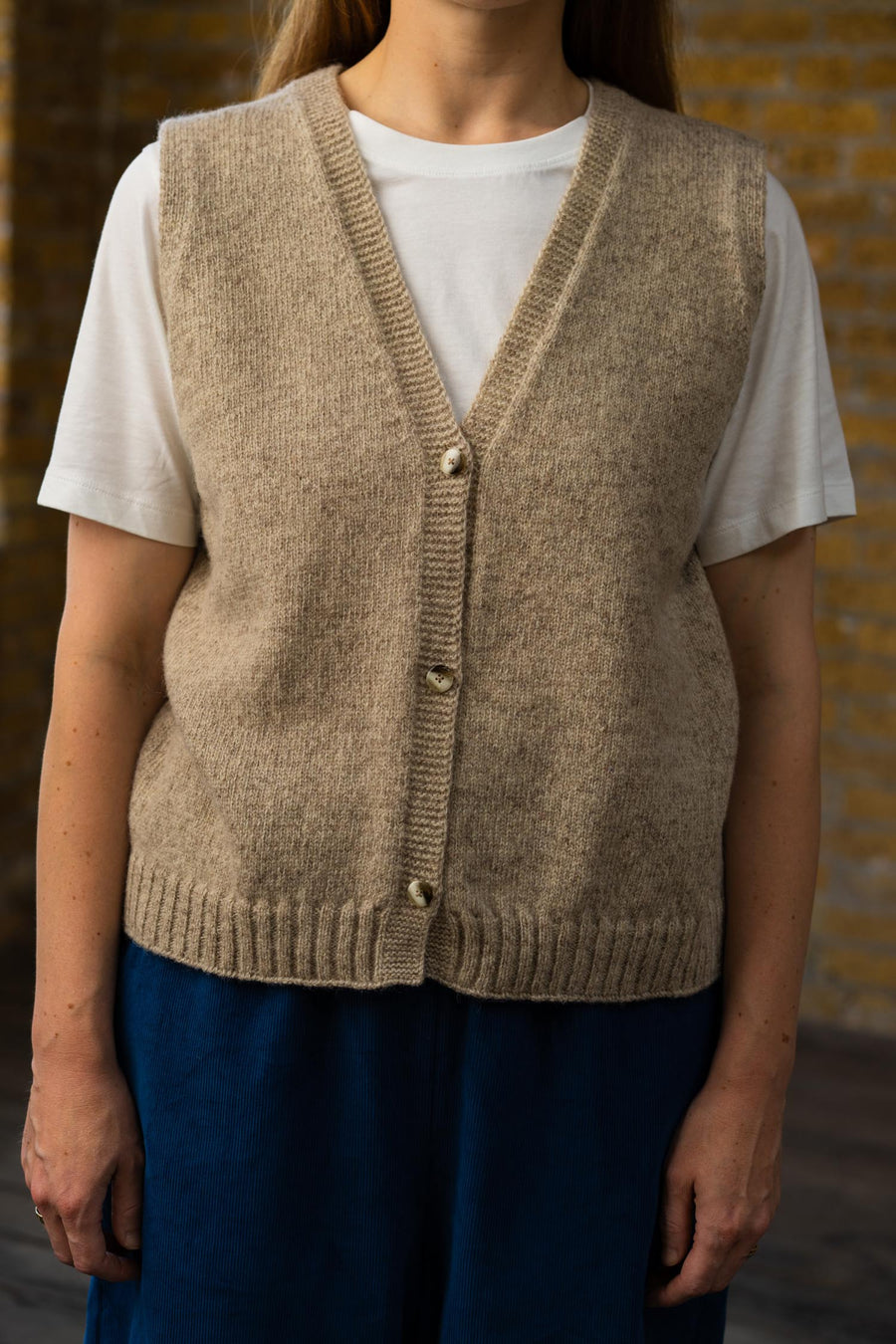 Button Up Vest | Natural Marl