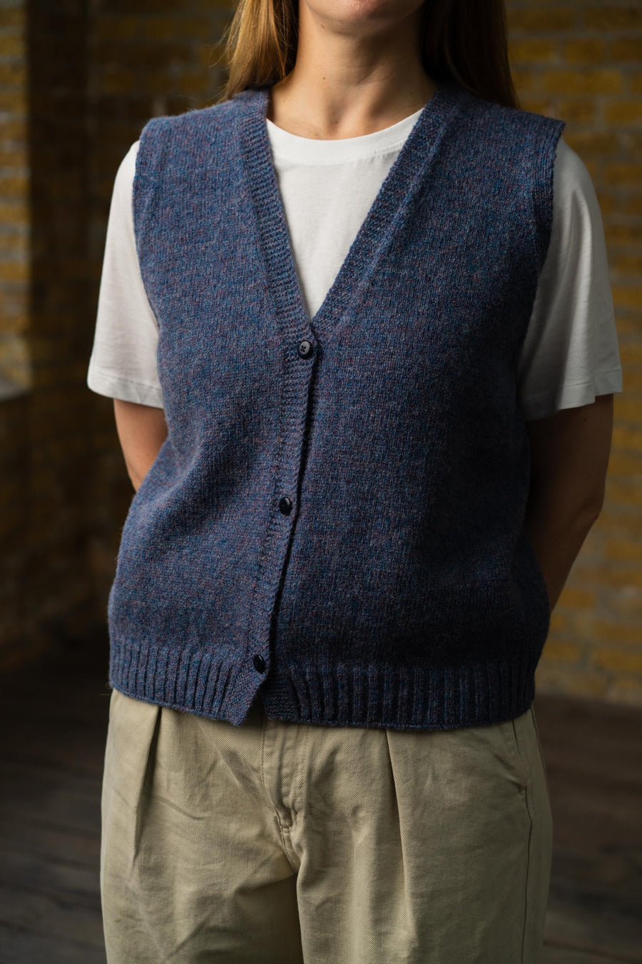 Button Up Vest | Cornflower