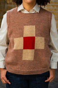 Womens Boxy Wool Vest Red Graphic Cross – ROVE Knitwear