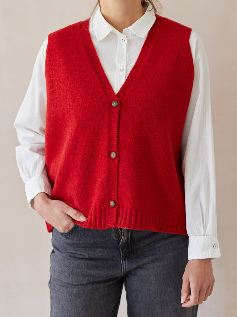 Boxy Wool Red Vest