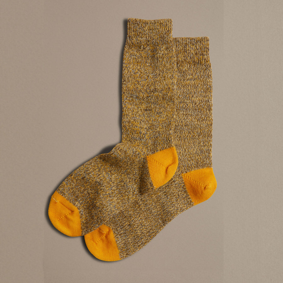 Fine Merino Wool Socks - Dark Yellow Marl