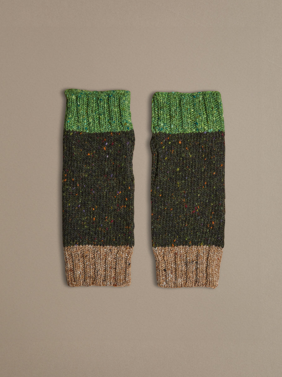 Donegal Wool Wrist Warmers | Dark Speckle Green 