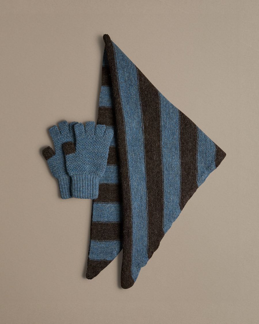 Triangle Scarf | Blue Wide Stripe