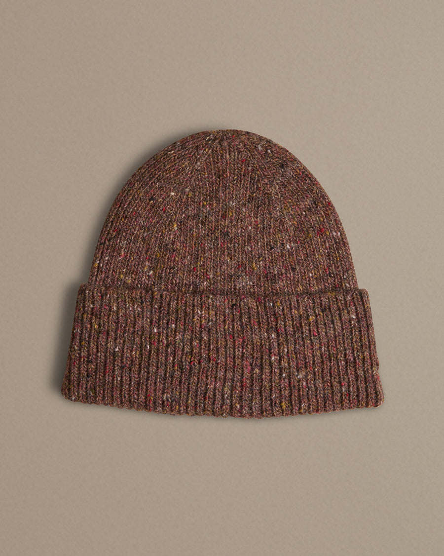 Red flecked beanie made in UK