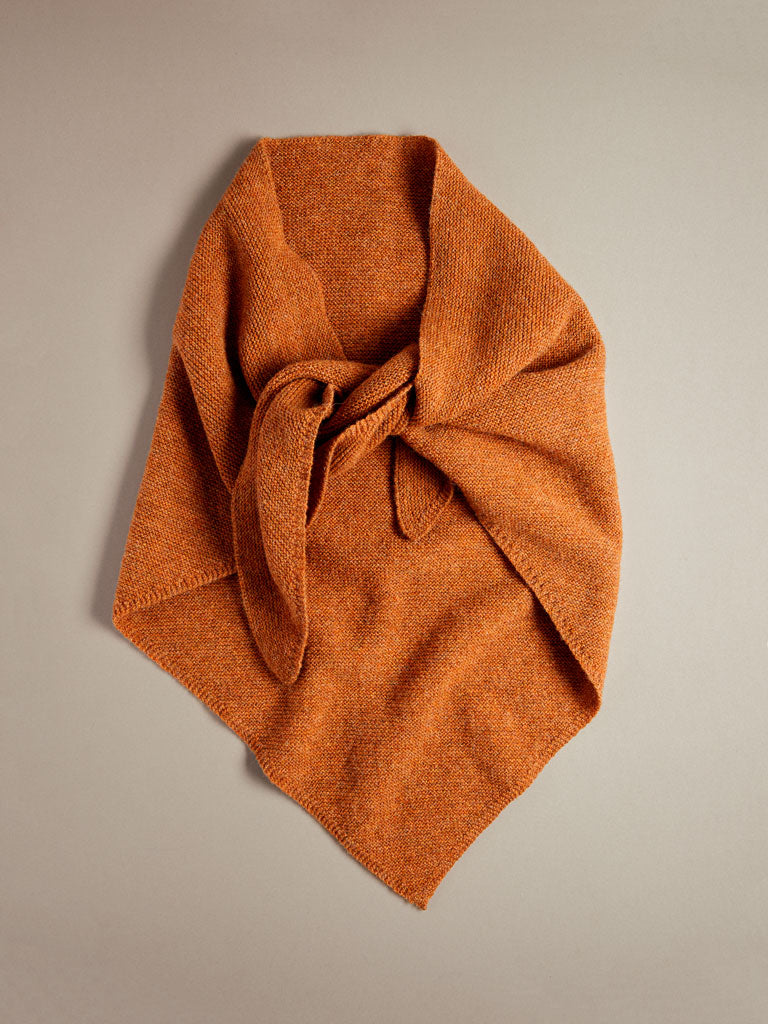 Women's 100% Wool Triangle scarf in Oxide Orange. British Made.