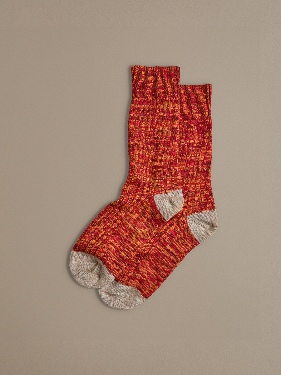 Chunky Wool Boot Socks | Marbled Red