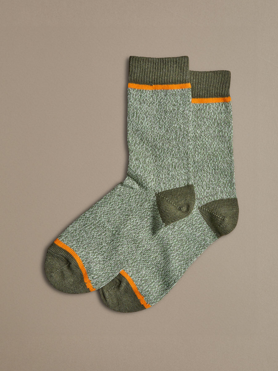 Green marl organic cotton socks made in Britain