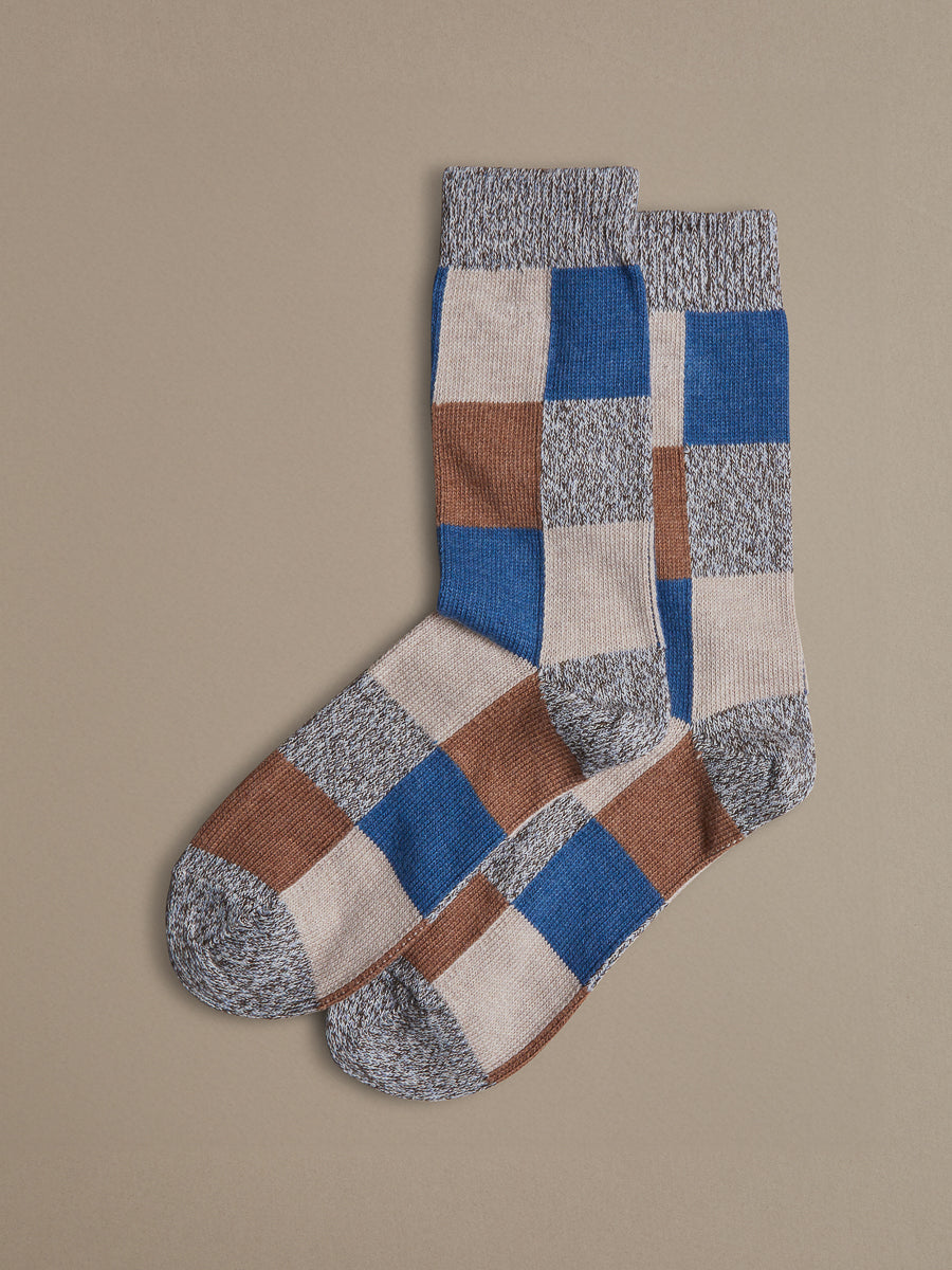Blue organic cotton socks made in UK by Rove knitwear