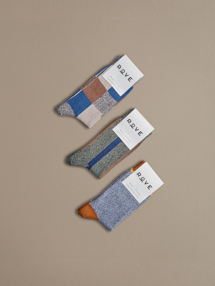 Organic Cotton Socks | Vertical Stripe Blue