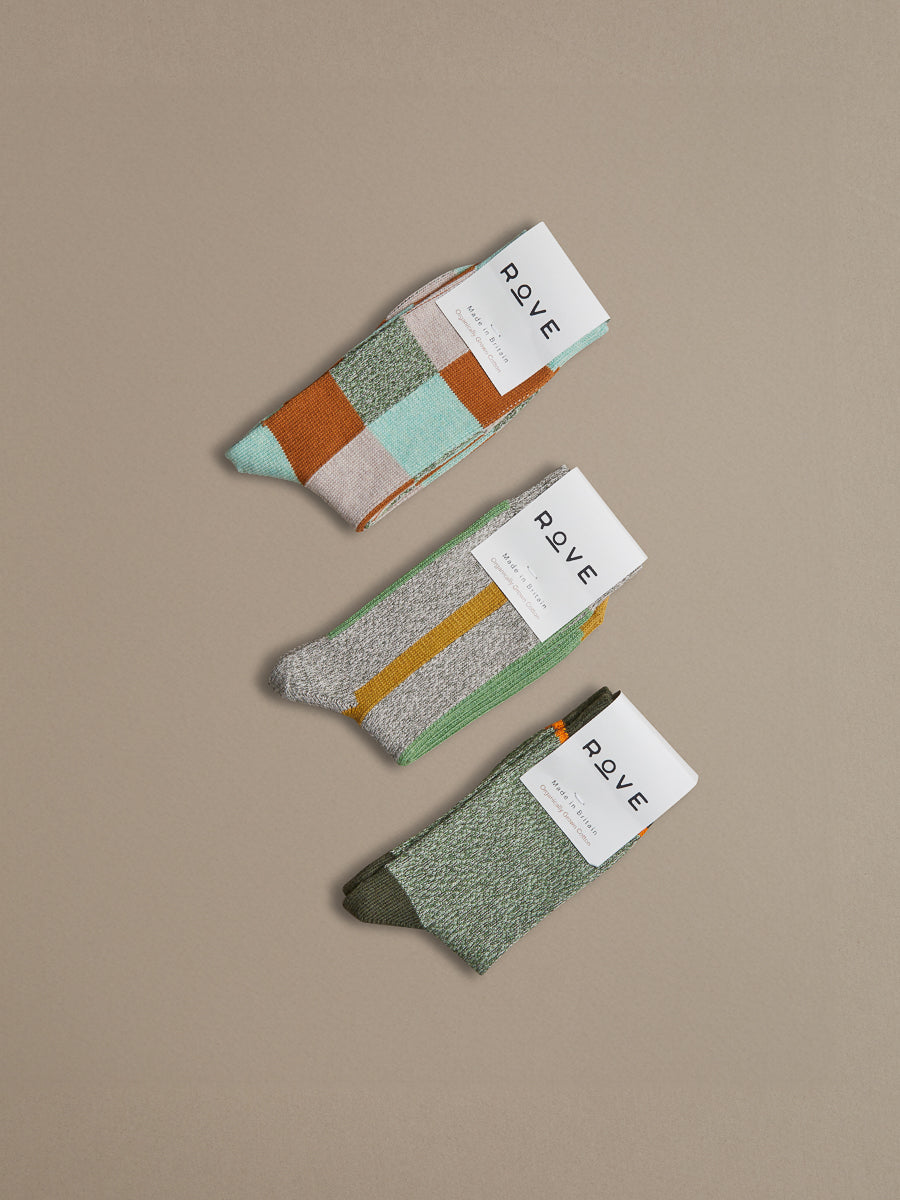 Organic cotton socks made in UK by Rove knitwear