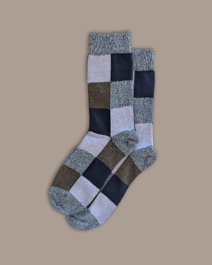 Organic Cotton Socks | Patchwork Blue