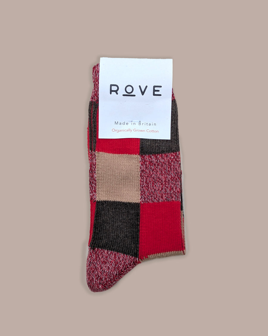 Organic Cotton Socks | Patchwork Red