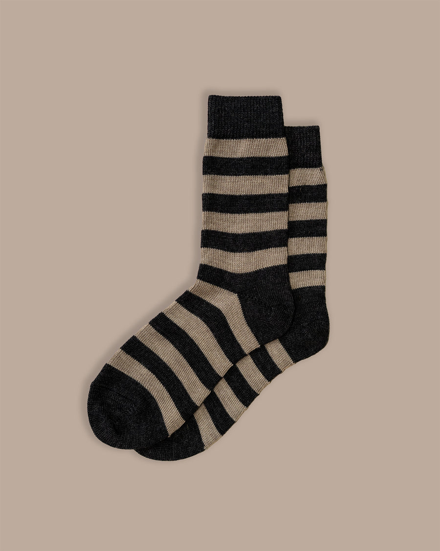 Fine Merino Wool Socks | Stripe Charcoal