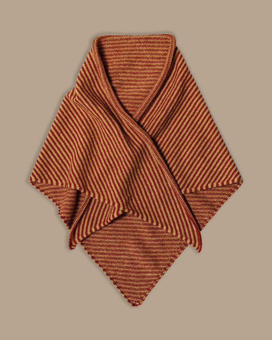 Triangle Scarf | Red & Flax Stripe