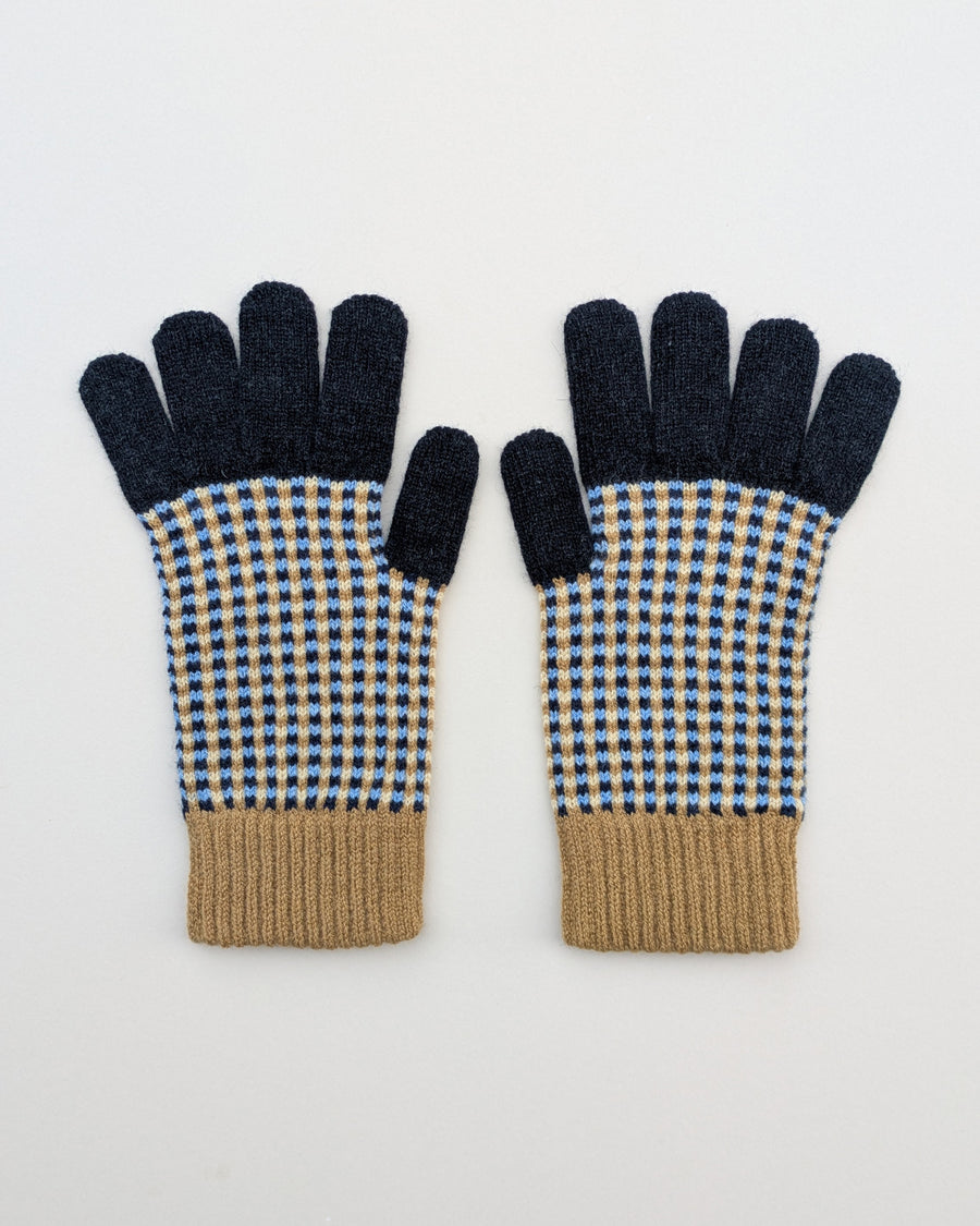 Small Check Gloves | Navy
