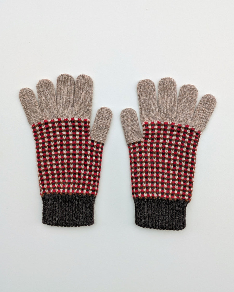 Small Check Gloves | Red