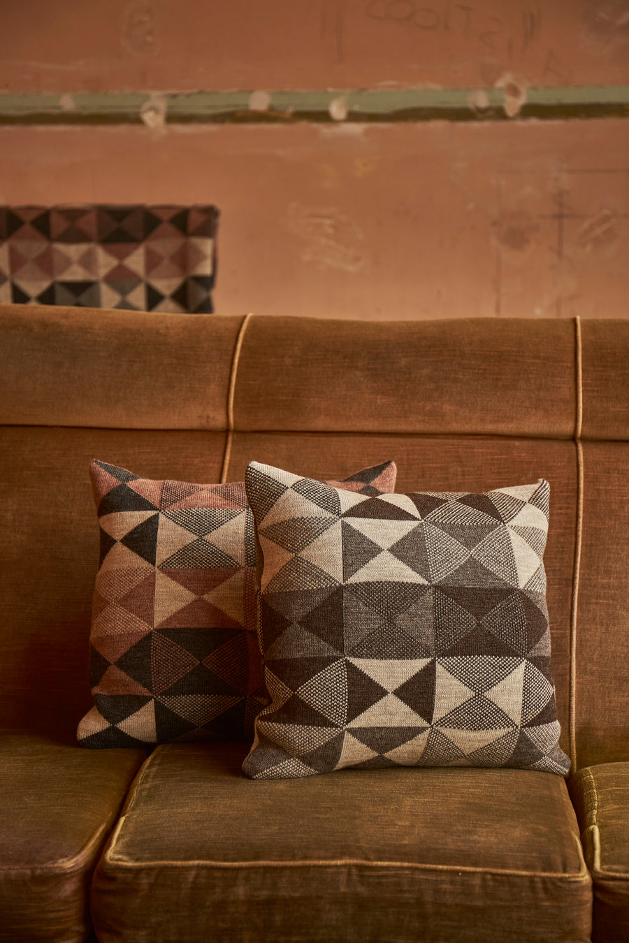 Patchwork Cushion | Plaster + Charcoal Grey