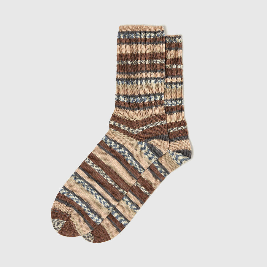 Mens Wool Fair Isle Socks Brown | Made in UK – Rove Knitwear