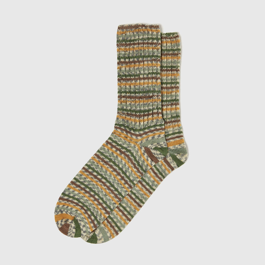 Mens Wool Fair Isle Socks | Green