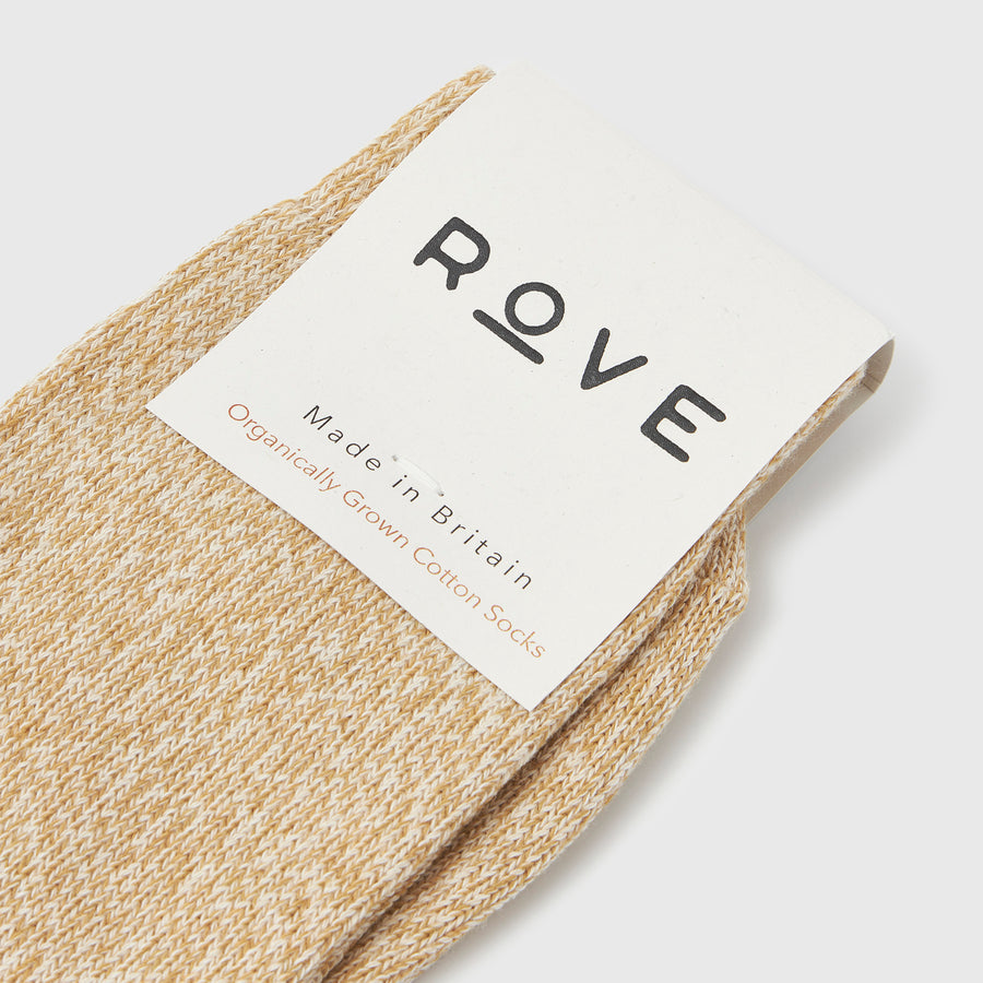 Rove womens organic cotton socks yellow marl. made in the uk