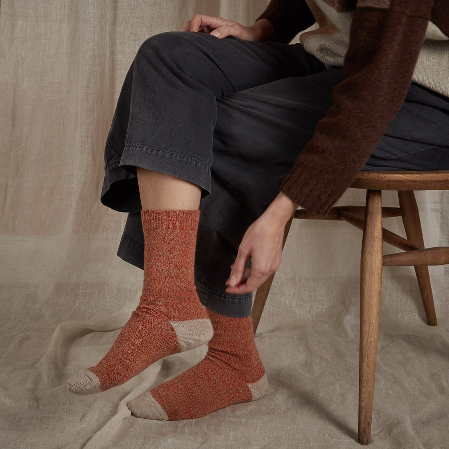 Womens Mens Merino Wool Socks - Fire Red Orange – Rove Knitwear