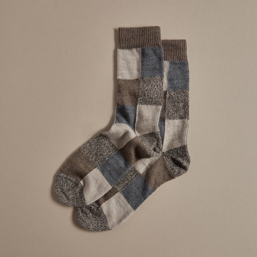 Fine Merino Wool Socks - Earth Patchwork