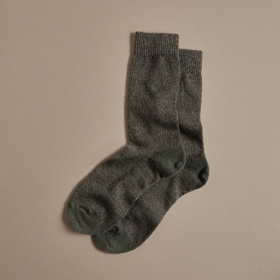 British Made Fine Merino Wool Socks in Moss Green