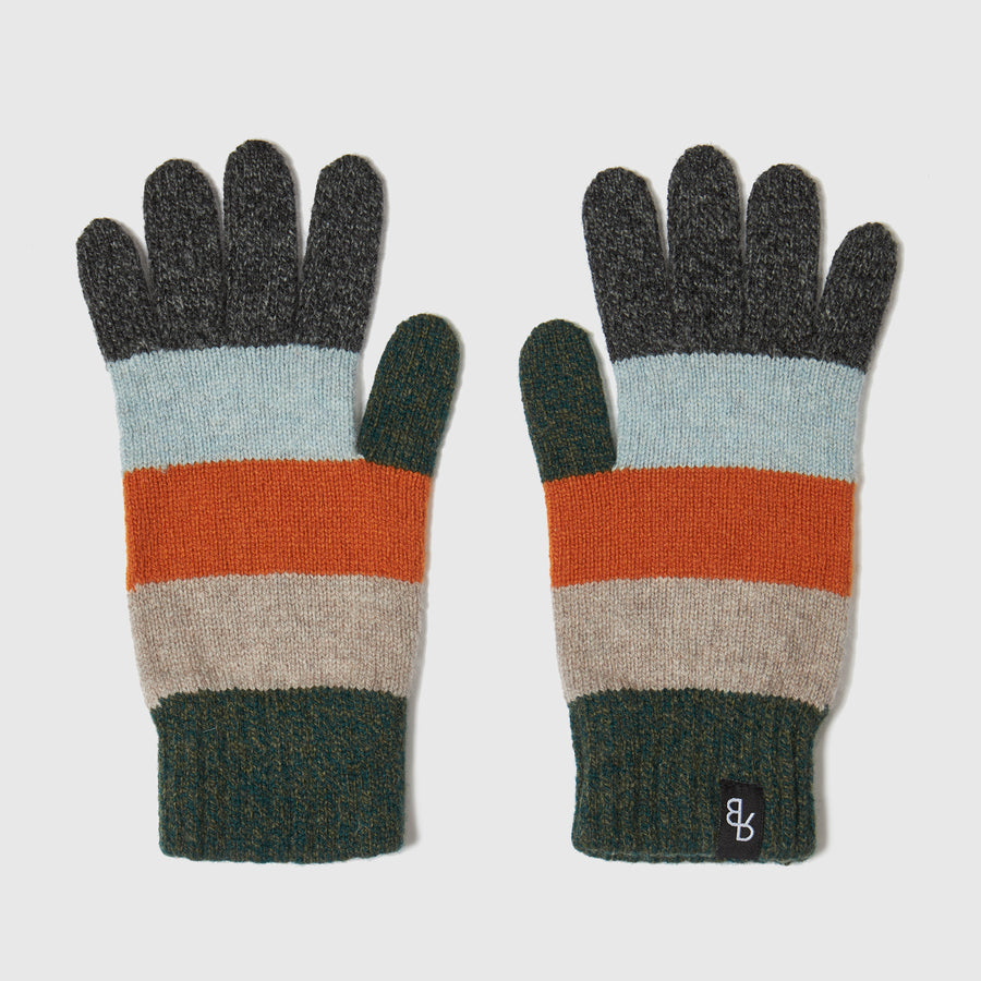 Mens Striped Gloves | Multi Green